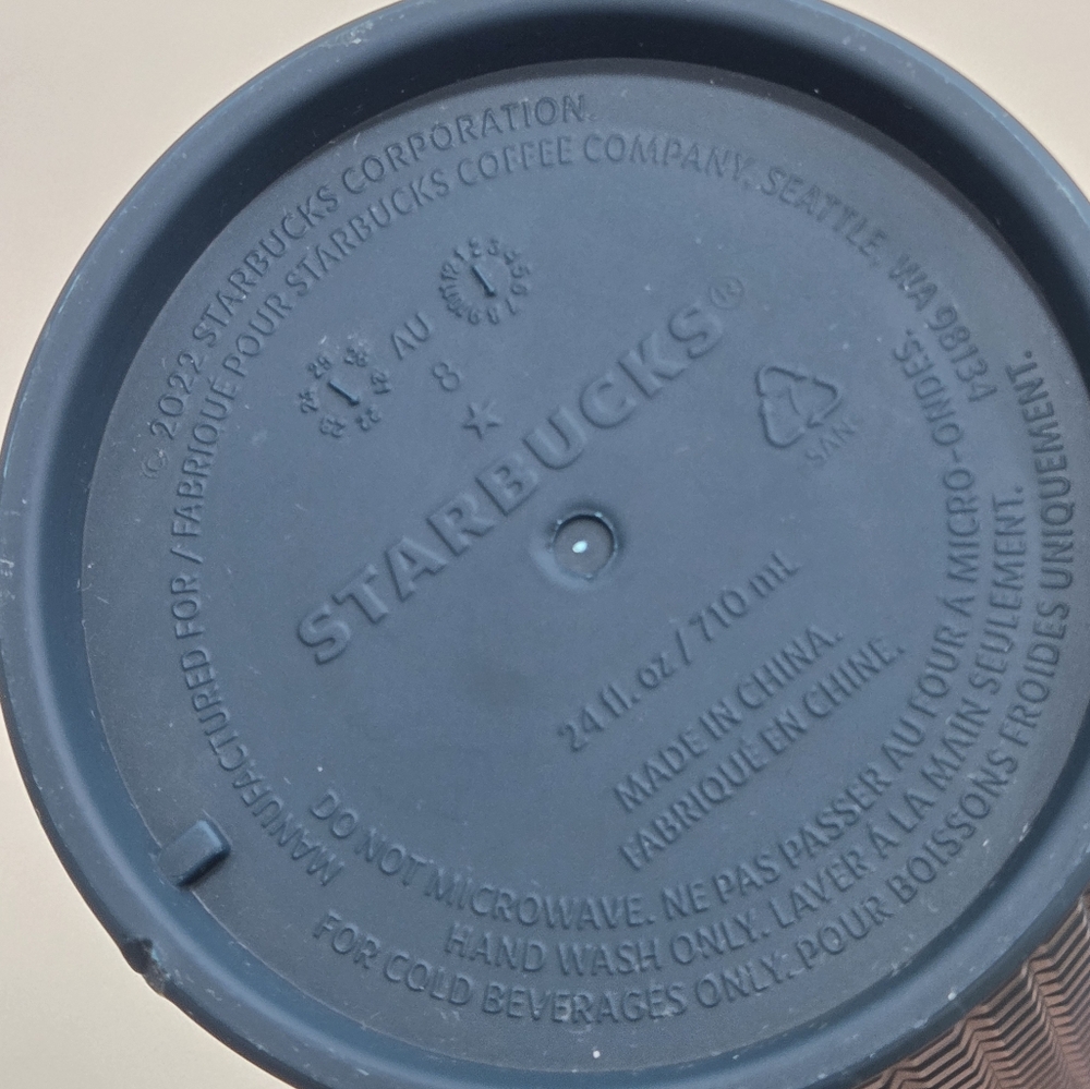 2022 Starbucks Winter Navy Blue Teal Soft Touch Grid Tumbler Venti 24 oz - Picture 10 of 16